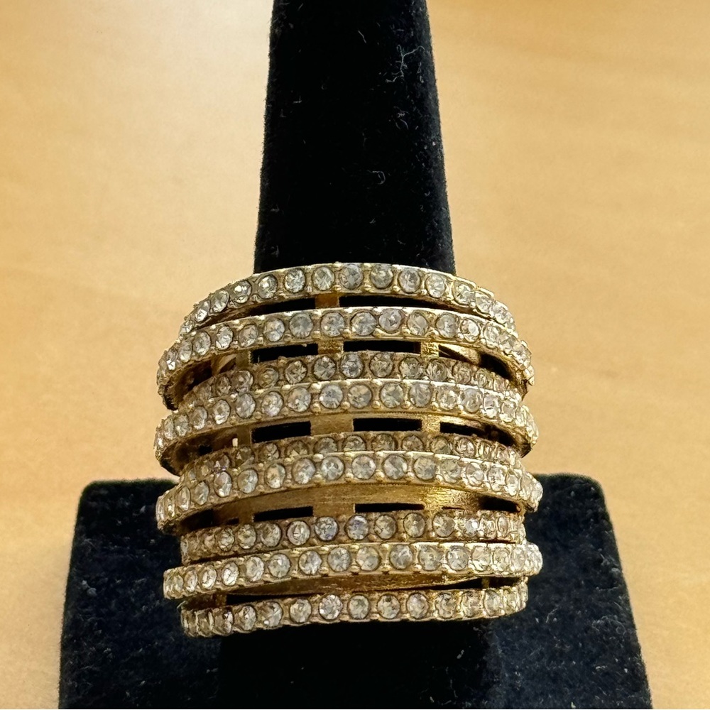 SZ 7.5 Gold Plated LARGE Statement Ring